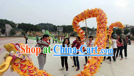 16 Meters China Yellow Red Dragon Dance Equipments for 10 Teenagers