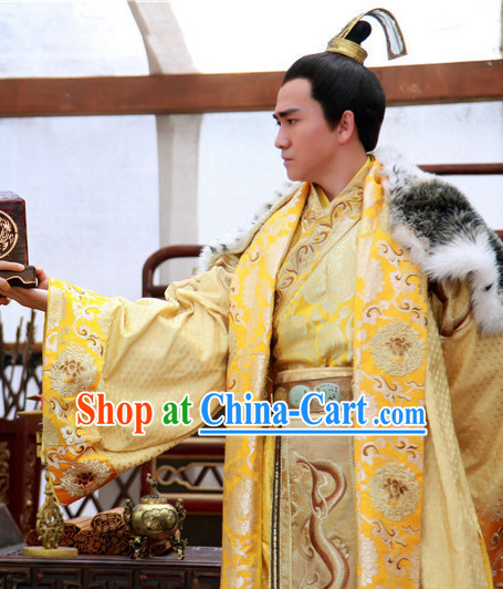 Ancient Chinese Emperor Clothing and Crown Complete Set