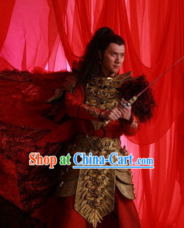 Chinese Costume Period of the Northern and Southern Dynasties Lanling Emperor Armor Costume and Cape Complete Set for Men