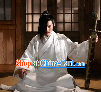 Pure White Ancient Chinese Swordwoman Clothes