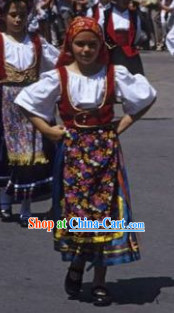 Traditional Greek Clothing and Hat Complete Set for Kids