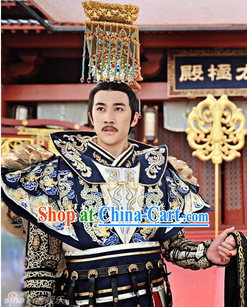Chinese Traditional Emperor Dress and Crown Complete Set