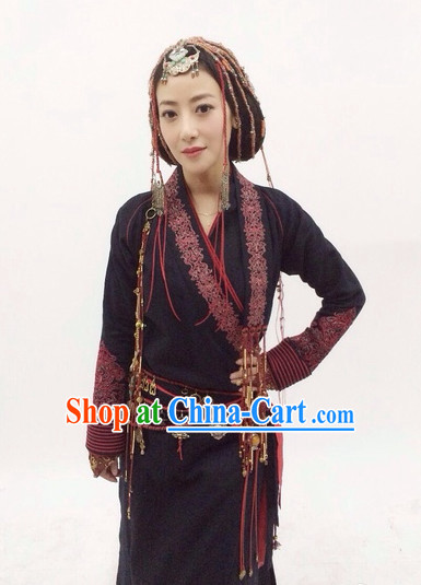 Classic Chinese Black Swordwoman Costume Complete Set