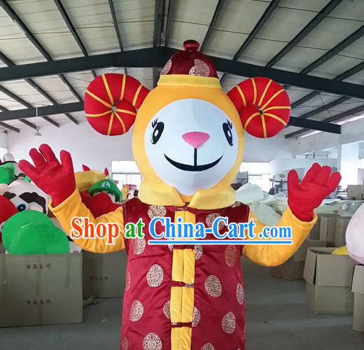 Chinese New Year Laughing Sheep Goat Mascot Costumes Complete Set