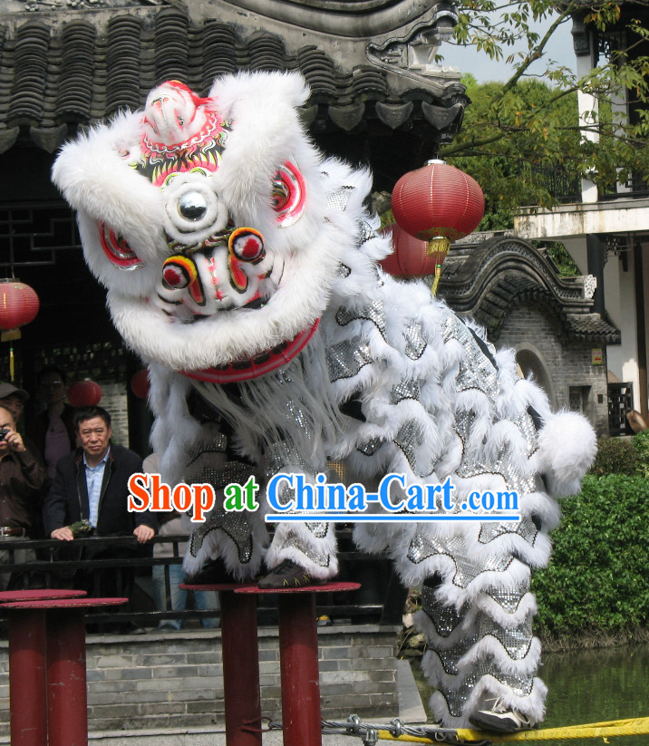 Top White Southern Lion Dance Costumes Complete Set