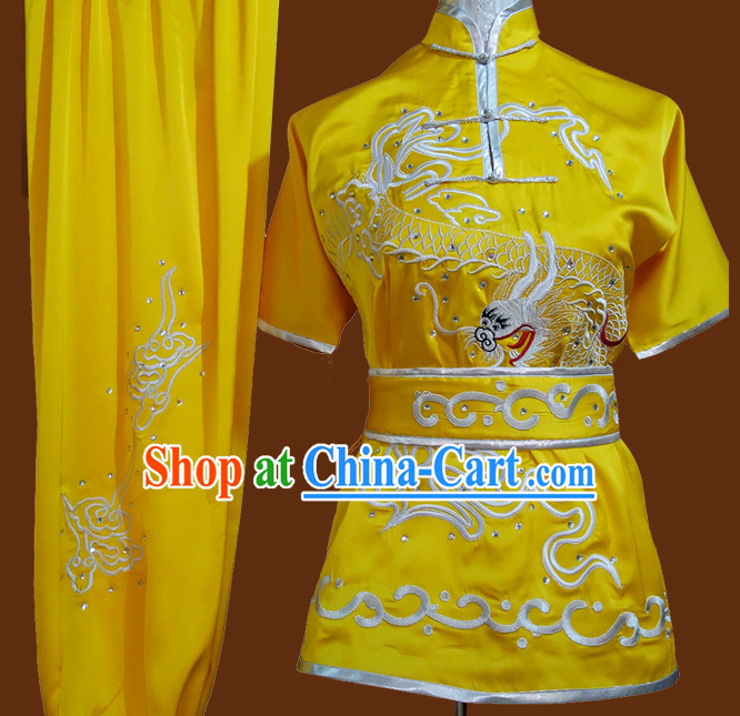 Yellow Professional Martial Arts Competition Silk Outfit