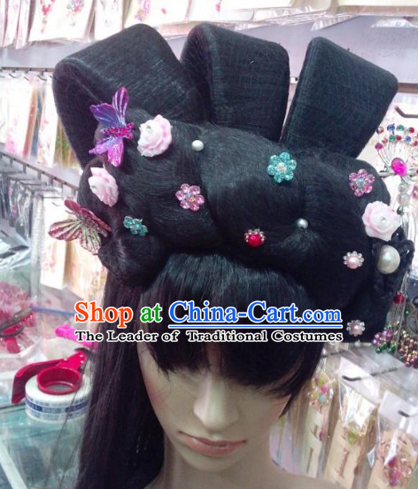 Ancient Chinese Palace Lady Black Wigs and Hair Accessories