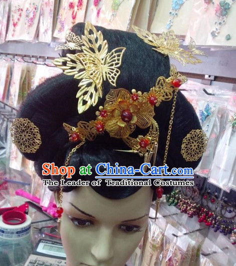 Ancient Chinese Palace Lady Black Wigs and Hair Accessories