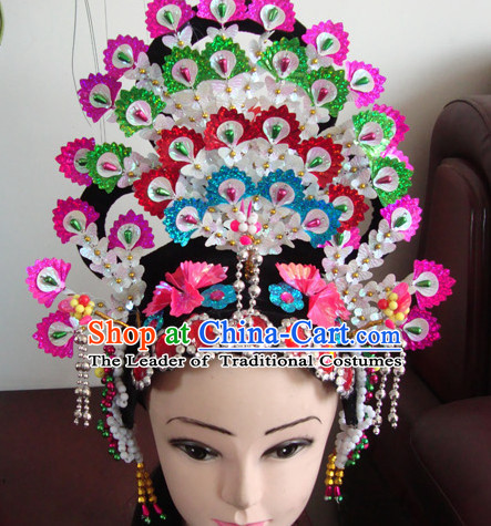 Handmade Ancient Chinese Hairstyles Opera Phoenix Crown Hat Feng Guan