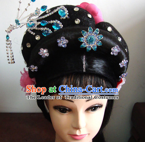 Handmade Chinese Huangmei Opera Hairstyles Fascinators Fascinator Wholesale Jewelry Hair Pieces and Wigs