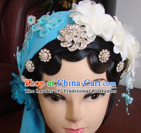 Chinese Opera Theatrical Performances Qin Xiang Lian Hairstyles Fascinators Fascinator Wholesale Jewelry Hair Pieces and Black Long Wigs