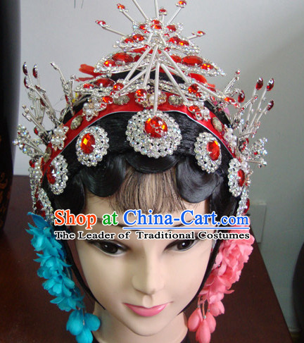 Chinese Stage Theatrical Performances Pan Fu Suo Fu Hua Dan Black Long Wigs and Hair Pieces Set