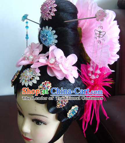 Ancient Chinese Peking Opera Hua Tan Hairstyles Long Black Wigs  Fascinators Fascinator Wholesale Jewelry Hair Pieces