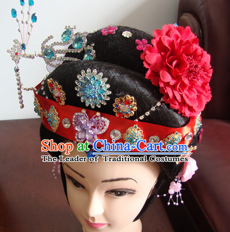 China Beijing Opera Hua Tan Hairstyles Long Black Wigs Fascinators Fascinator Wholesale Jewelry Hair Pieces