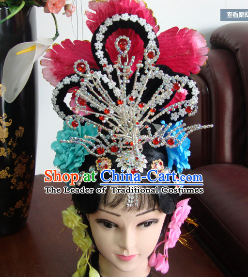 China Stage Performance Hua Tan Phoenix Hairstyles Long Black Wigs Fascinators Fascinator Wholesale Jewelry Hair Pieces