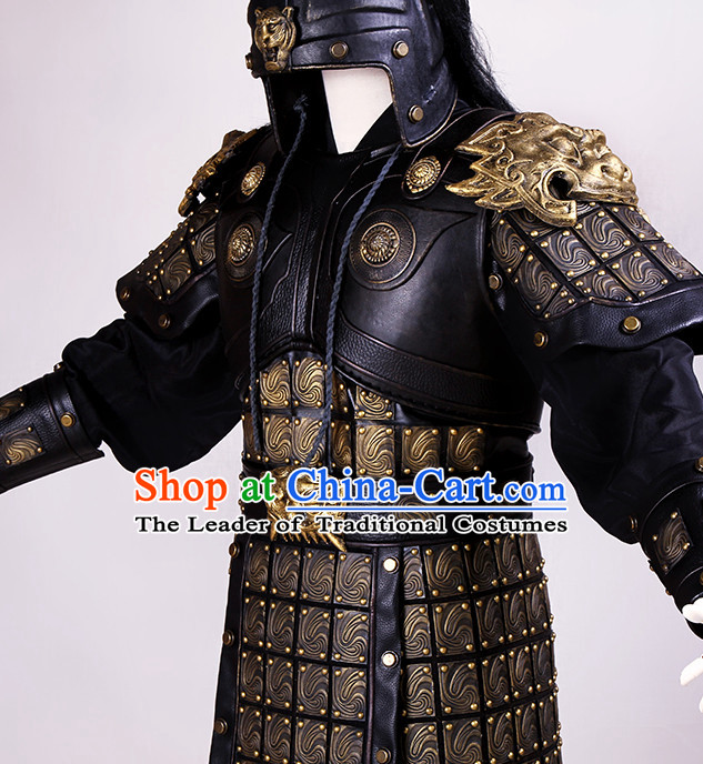 Ancient Chinese General Armor Costumes and Helmet Complete Set