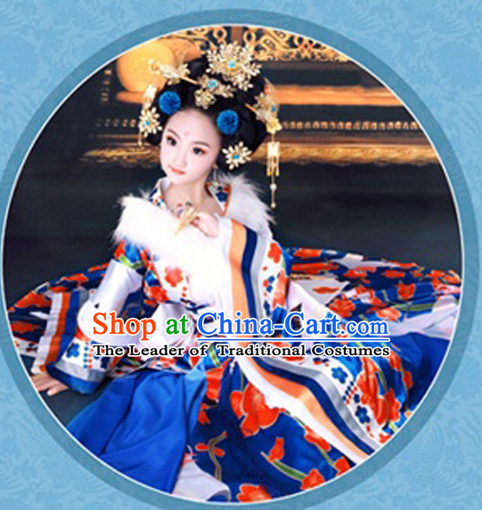 Chinese Princess Costumes and Hair Jewelry Complete Set for Children