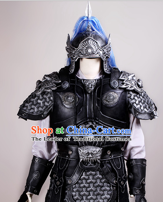 Chinese Ancient Style Knights Armor Costumes Samural Helmet Outfits Complete Set