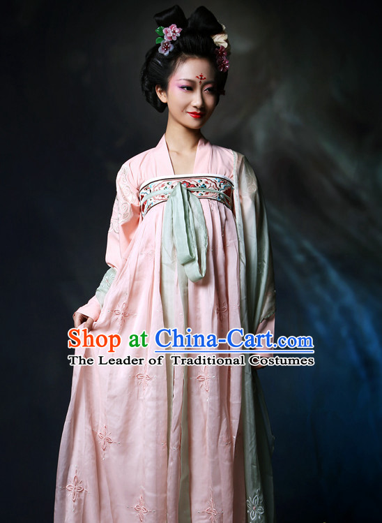 Chinese Ancient Tang Dynasty Maid Halloween Costume and Hair Jewelry for Women