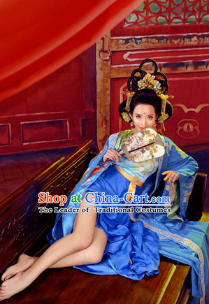 Asian Chinese Ancient Empress Halloween Costume Cosplay Costumes and Hair Accessories Complete Set