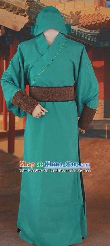 Asia Chinese Guan Gong Gwong Gong Halloween Costume Cosplay Costumes and Hat Complete Set