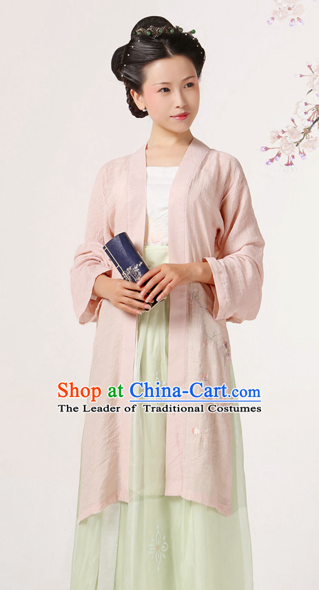 Ancient Chinese Song Dynasty Hanfu Costumes Clothes and Hair Jewelry Complete Set for Women