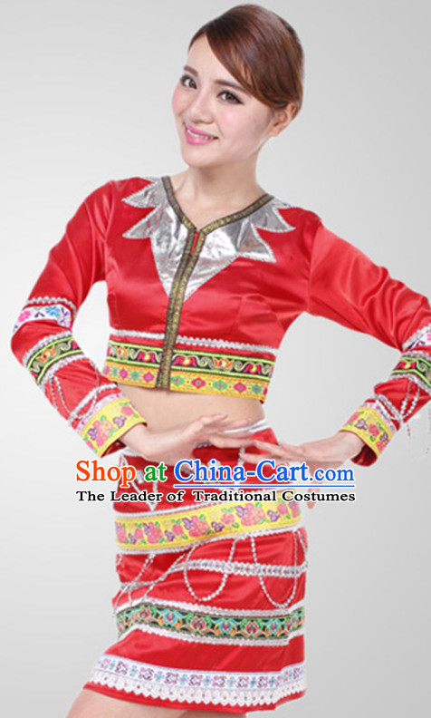 Chinese Modern Dai Dance Costume Wholesale Clothing Discount Dance Costumes Dancewear Supply and Hat for Girls