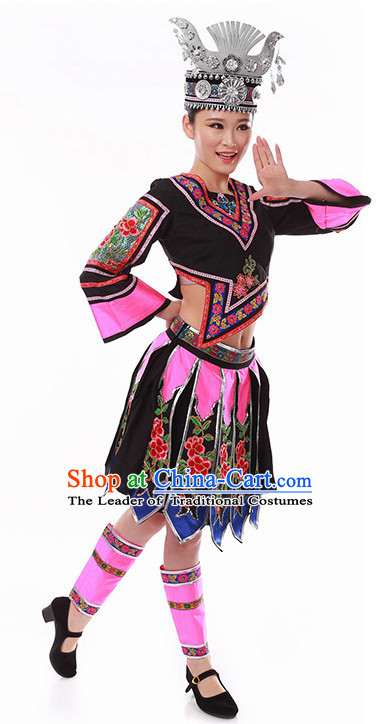Chinese Folk Miao Dancing Clothes Costume Wholesale Clothing Group Dance Costumes Dancewear Supply for Women