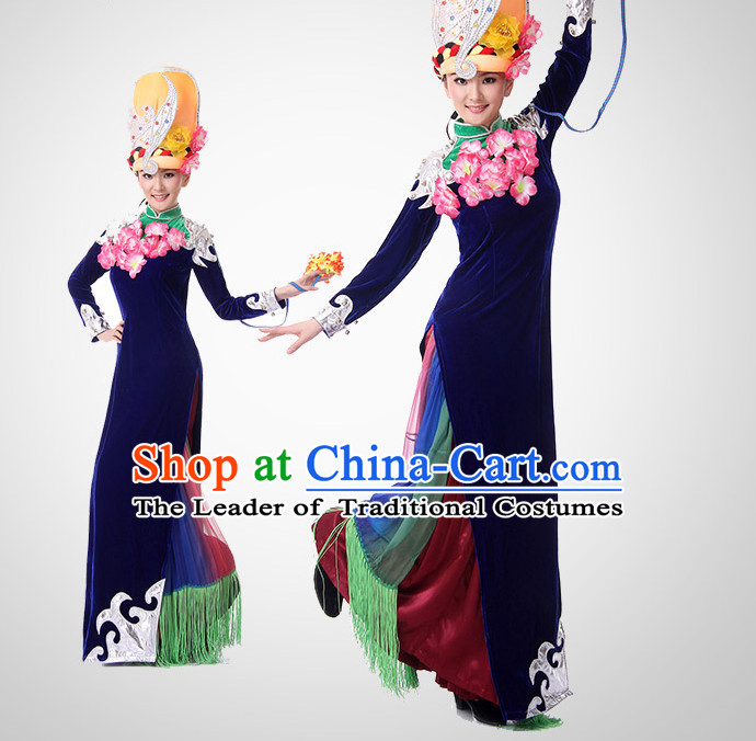 Chinese Minority Dance Outfit Costume Wholesale Clothing Group Dance Costumes Dancewear Supply for Girls