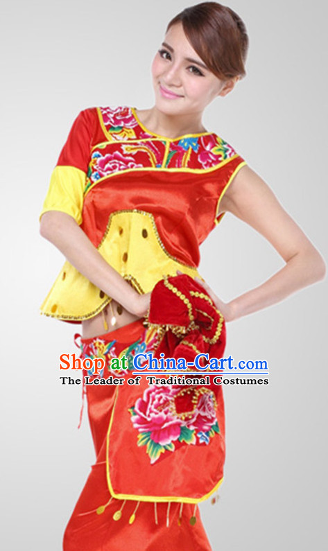 Chinese Classical Handkerchief Dance Outfit Costume Wholesale Clothing Group Dance Costumes Dancewear Supply for Girls