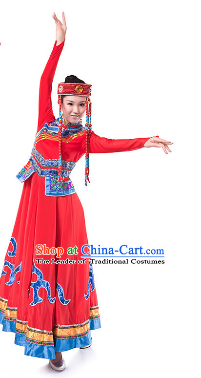 Chinese Folk Mongolia Dance Costume Wholesale Clothing Group Dance Costumes Dancewear Supply for Girls