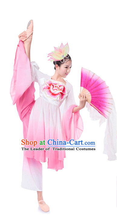 Chinese Folk Ribbon Fan Dancing Clothes Costume Wholesale Clothing Group Dance Costumes Dancewear Supply for Girls