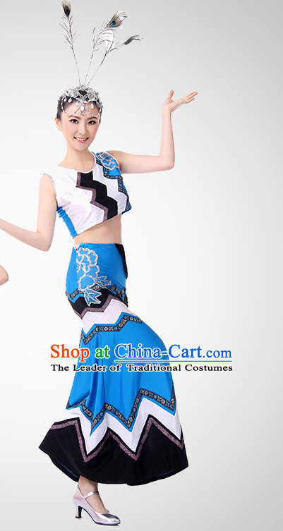 Chinese Peacock Dancing Clothes Costume Wholesale Clothing Group Dance Costumes Dancewear Supply for Girls