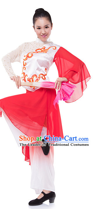 Chinese Folk Fan Dance Costume Wholesale Clothing Group Dance Costumes Dancewear Supply for Women