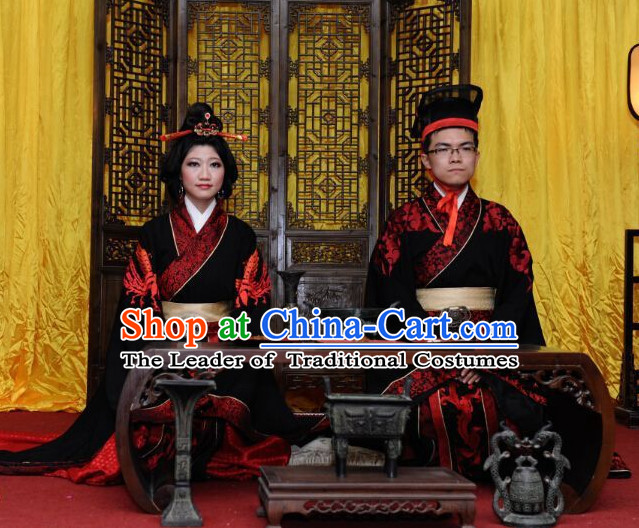 Western Zhou Dynasty Ceremonial Clothing Clothes Garment 2 Complete Sets for Men and Women