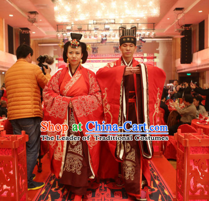 Western Zhou Dynasty Wedding Dress Clothing Clothes Garment and Hair Accessories for Men