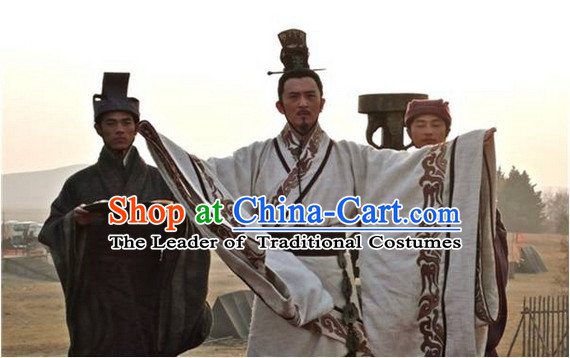 Eastern Zhou Dynasty Spring and Autumn Official Chinese Poet and Minister Qu Yuan TV Drama Chinese Costume Complete Set for Men