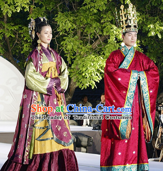 Period of the Northern and Southern Dynasties Chinese Costume Chinese Classic Costumes National Garment Outfit Clothing Clothes Emperor and Empress Costumes for Men and Women