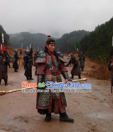 Chinese Costume Sui Dynasty Period Fighter Armor Costumes Complete Set for Men