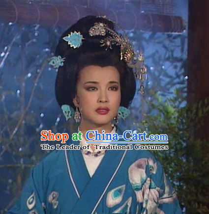 Chinese Tang Dynasty Queen Princess Wigs and Headwear Hair Jewelry for Women