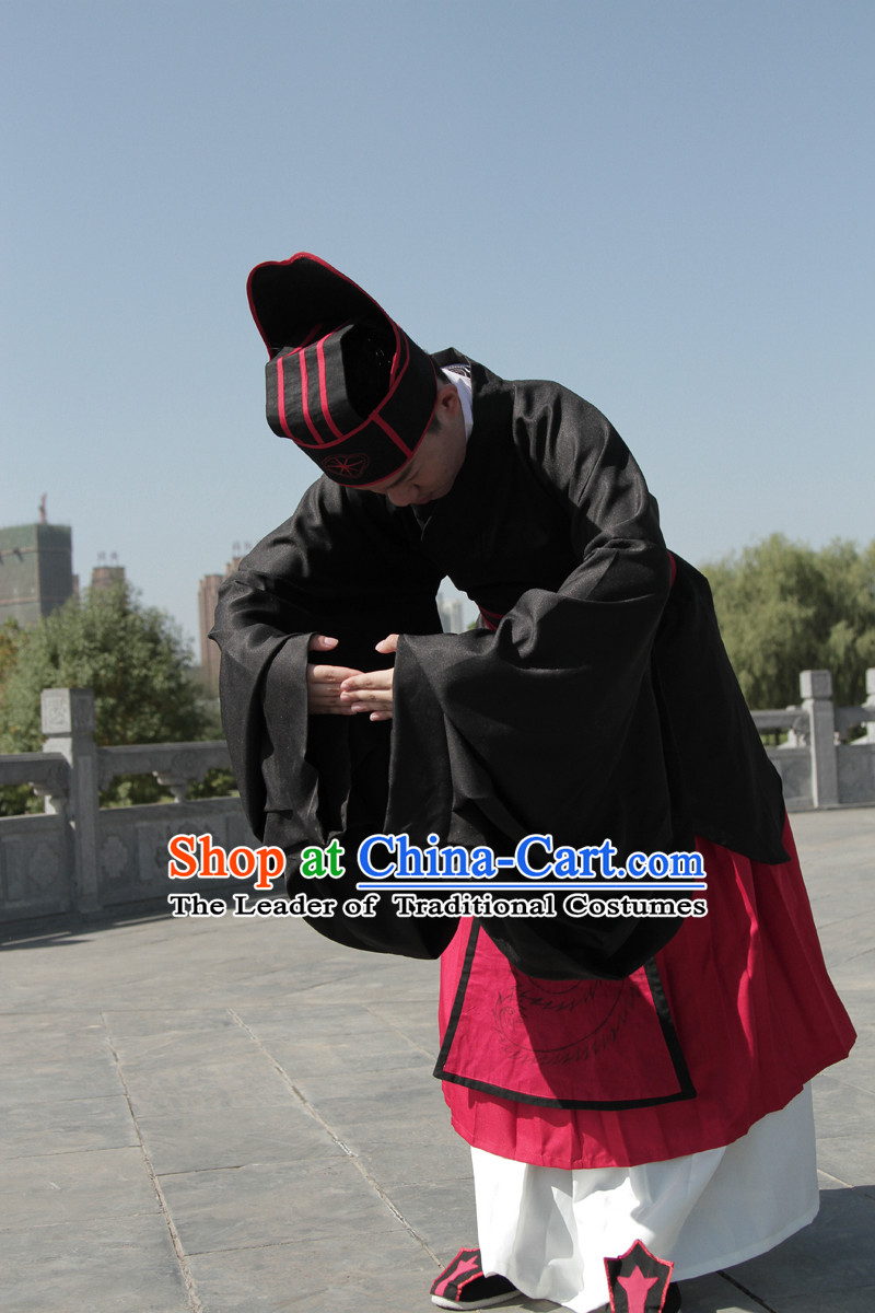 Chinese Tang Dynasty Costumes Confucian Scholar and Calligrapher Ouyang Xun Costume Complete Set for Men