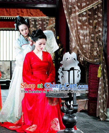 Tang Dynasty Chinese Wedding Dress Complete Set for Women with Long Trail