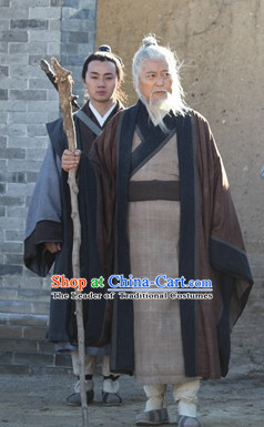 Song Dynasty Wang Chongyang Taoist Founder of Quanzhen School Costume Costumes Dresses Clothing Clothes Garment Outfits Suits Complete Set for Men
