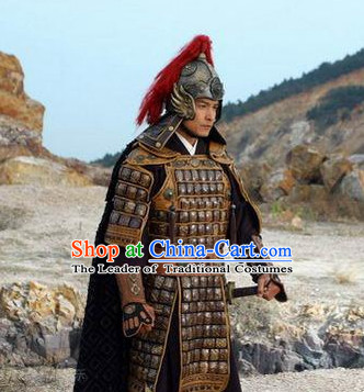 Ming Dynasty Military General Qi Jiguang Armor Costumes Dresses Clothing Clothes Garment Outfits Suits Complete Set for Men