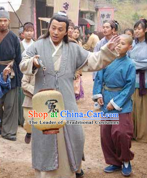 Ming Dynasty Writer Shi Naian Costumes Dresses Clothing Clothes Garment Outfits Suits Complete Set for Men