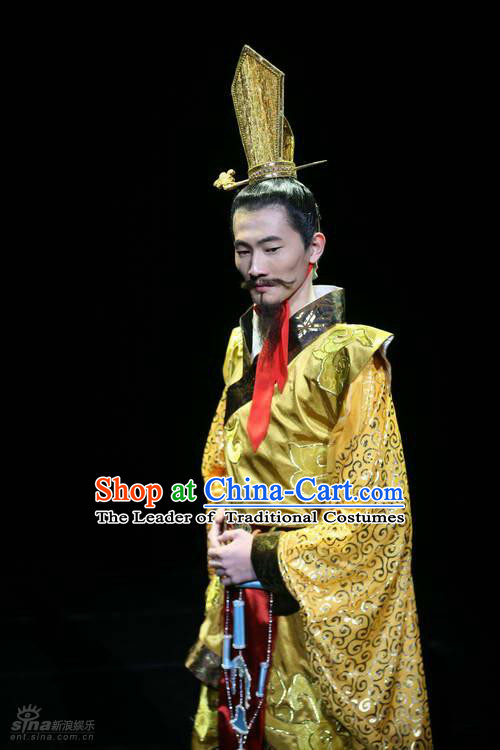 Chinese Costume Han Dynasty Warlord Penultimate Chancellor Cao Cao Costumes Dresses Clothing Clothes Garment Outfits Suits Complete Set for Men
