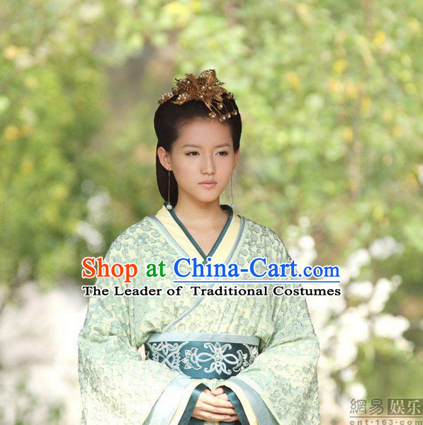 Chinese Han Dynasty Palace Lady Wigs and Hair Accessories for Women