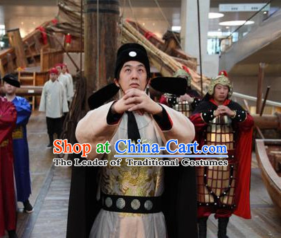 Ming Dynasty Mariner Explorer Diplomat Fleet Admiral Zheng He General Costumes Dresses Clothing Clothes Garment Outfits Suits Complete Set for Men