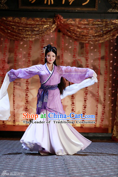 Chinese Han Dynasty Dancer Costume Beauty Clothing Costumes Dresses Clothing Clothes Garment Outfits Suits Complete Set for Women