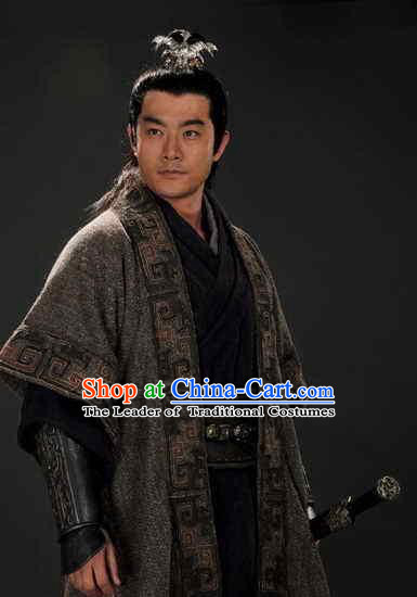 Chinese Han Dynasty Political Advisor and Official Chao Cuo Costumes Dresses Clothing Clothes Garment Outfits Suits Complete Set for Men